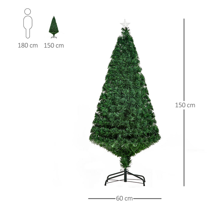 Albero di Natale Artificiale 150 cm Foltissimo in Fibra Ottica con Supporto