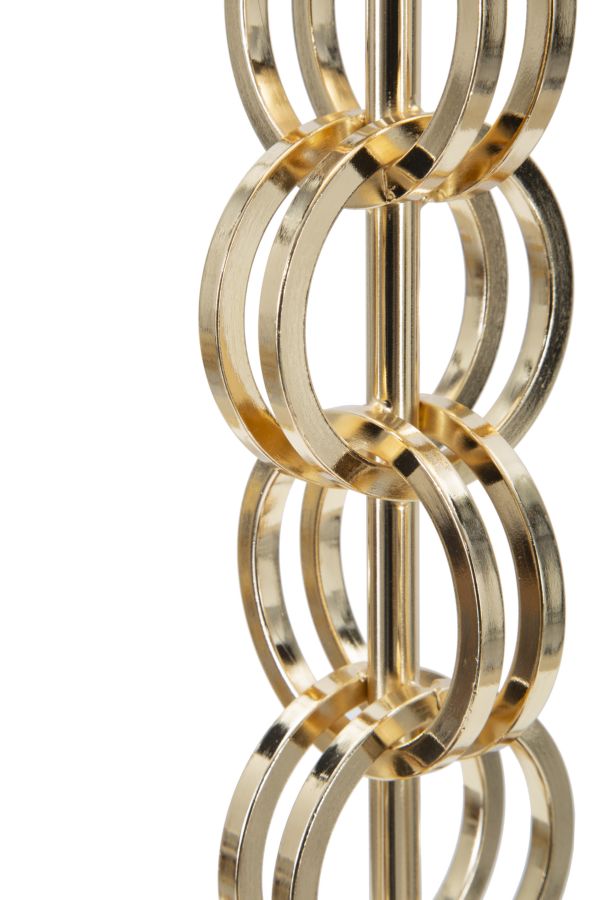 Lampada da Tavolo Glam Rings Ø25x54,5 cm in Ferro e Tessuto Nero e Oro