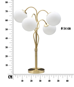 Lampada da Tavolo Glamy 4 Light Ø53x74 cm in Ferro e Vetro Bianco e Oro