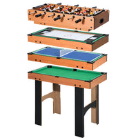 Tavolo Multi Gioco 4 in 1 Calcio Balilla Hockey Ping Pong e Biliardo in Legno MDF 87x43x73 cm