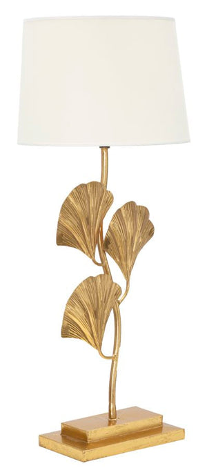 Lampada da Tavolo Glamy Ø33x81 cm in Ferro e Tessuto Oro e Bianco