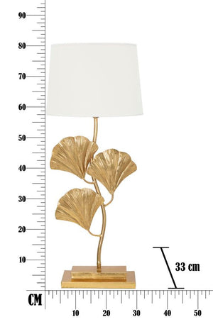 Lampada da Tavolo Glamy Ø33x81 cm in Ferro e Tessuto Oro e Bianco