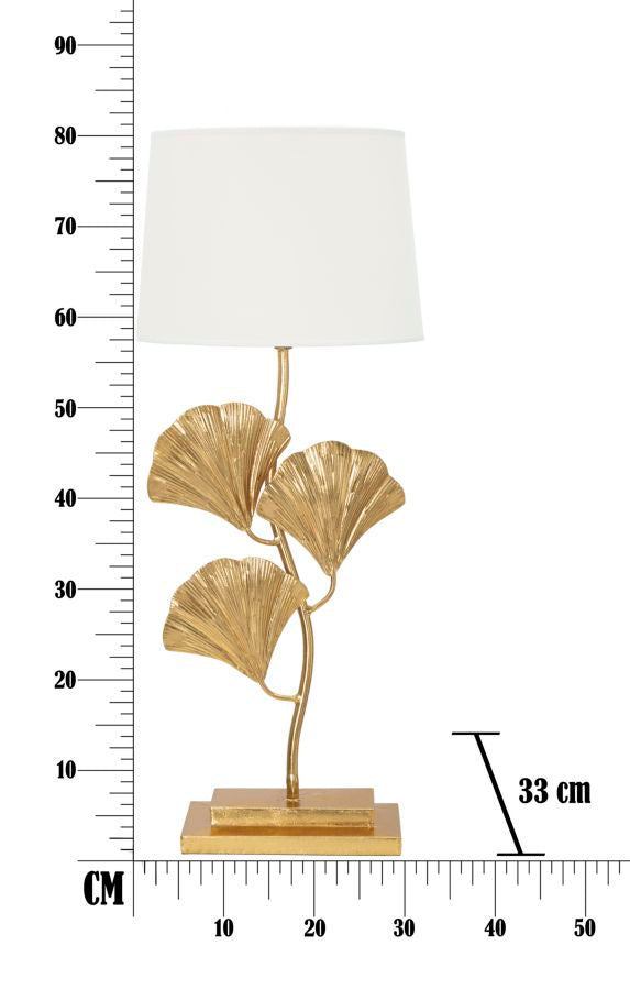 Lampada da Tavolo Glamy Ø33x81 cm in Ferro e Tessuto Oro e Bianco