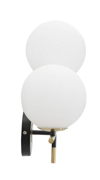 Lampada da Muro Darky Double 30x17x35 cm in Ferro e Vetro Oro, Bianco e Nero