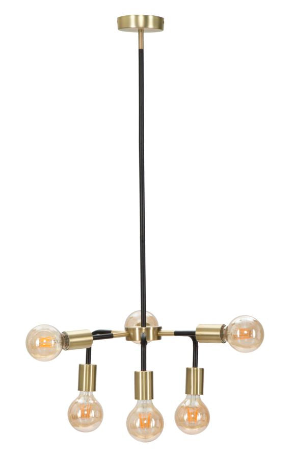 Lampadario Darky Ø37x81 cm in Ferro Oro e Nero