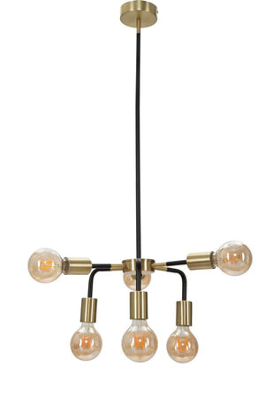 Lampadario Darky Ø37x81 cm in Ferro Oro e Nero