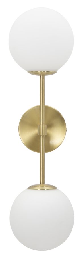 Lampada da Muro Glamy Doppia 15x21x55 cm in Ferro e Vetro Oro e Bianco