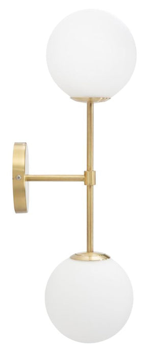 Lampada da Muro Glamy Doppia 15x21x55 cm in Ferro e Vetro Oro e Bianco