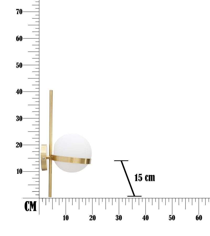 Lampada da Muro Glamy Circle 15x20x40 cm in Ferro e Vetro Oro e Bianco