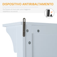 Mobile Ingresso con Appendiabiti Specchio e Scarpiera in Legno Bianco 80x40x170 cm