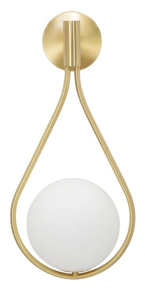 Lampada da Muro Glamy Drop 24x20x52 cm in Ferro e Vetro Oro e Bianco