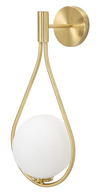 Lampada da Muro Glamy Drop 24x20x52 cm in Ferro e Vetro Oro e Bianco