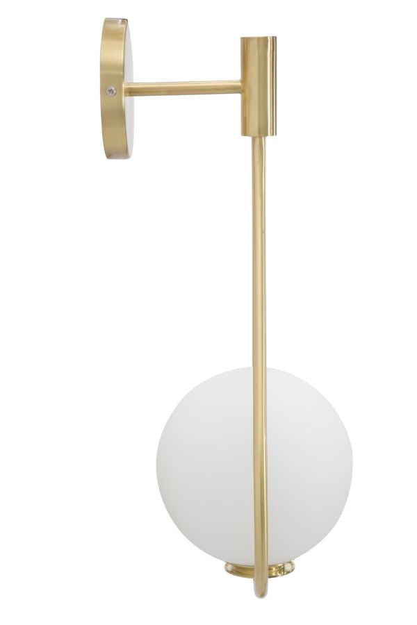 Lampada da Muro Glamy Drop 24x20x52 cm in Ferro e Vetro Oro e Bianco