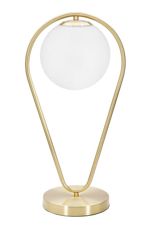 Lampada da Tavolo Glamy Drop 25x18x50 cm in Ferro e Vetro Oro e Bianco