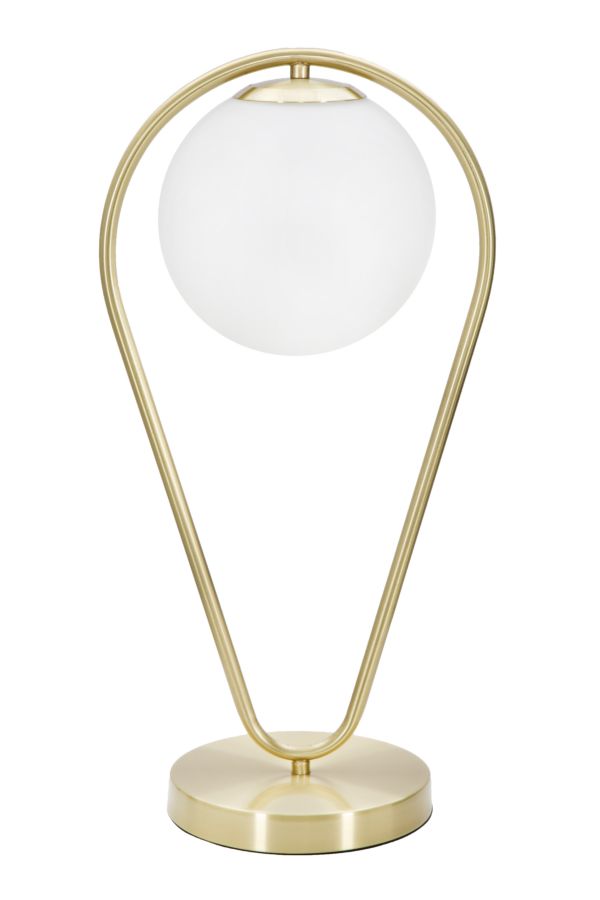 Lampada da Tavolo Glamy Drop 25x18x50 cm in Ferro e Vetro Oro e Bianco