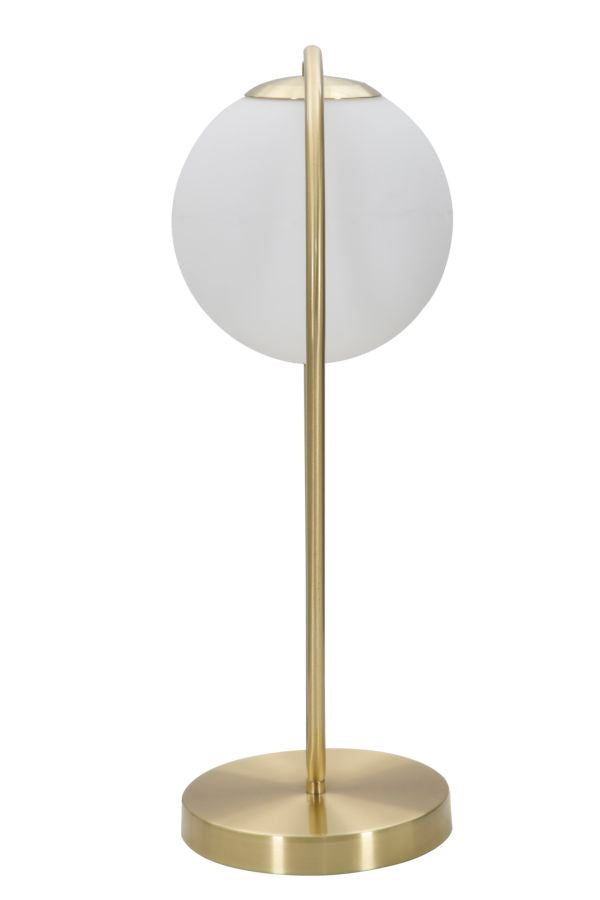 Lampada da Tavolo Glamy Drop 25x18x50 cm in Ferro e Vetro Oro e Bianco