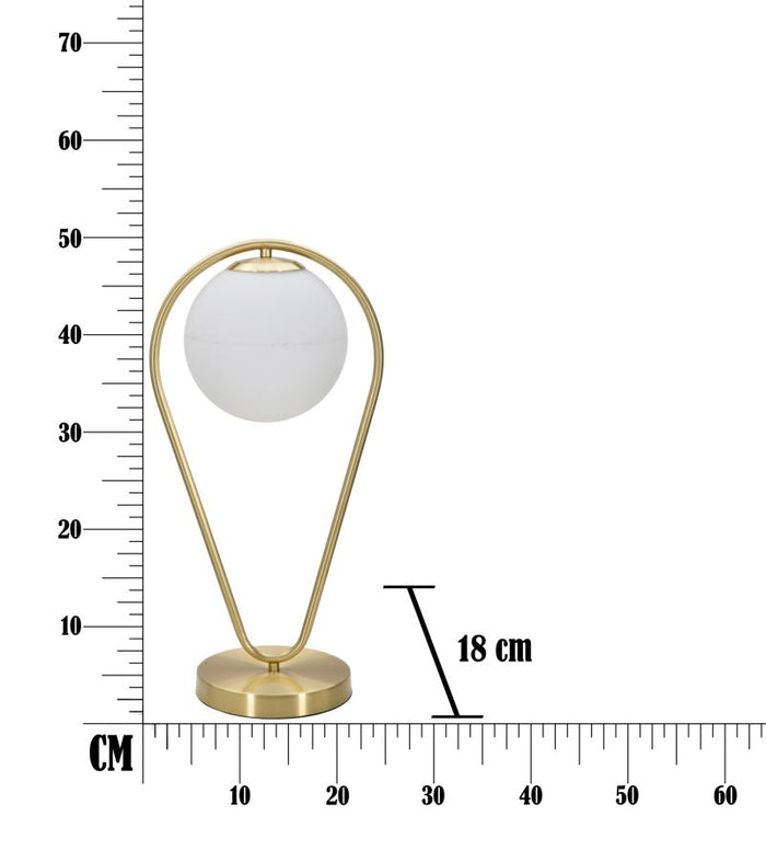 Lampada da Tavolo Glamy Drop 25x18x50 cm in Ferro e Vetro Oro e Bianco