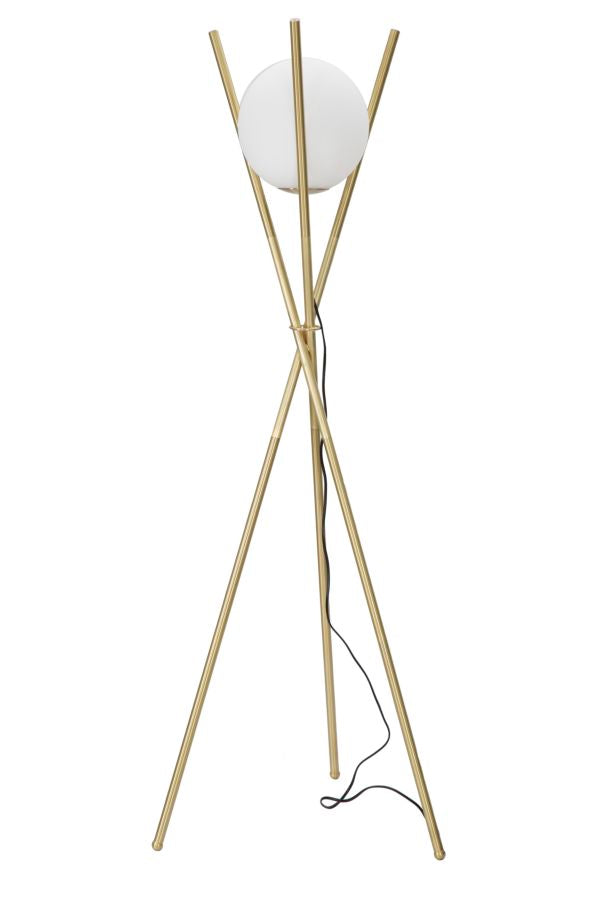 Lampada da Terra Glamy x Ø55x155 cm in Ferro e Vetro Oro e Bianco