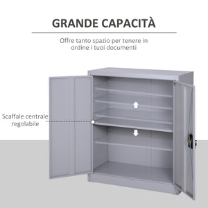 Armadietto Portadocumenti con Chiusura di Sicurezza in Acciaio Grigio 80x40x92.5 cm