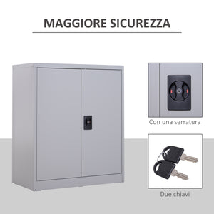 Armadietto Portadocumenti con Chiusura di Sicurezza in Acciaio Grigio 80x40x92.5 cm