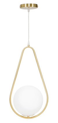 Lampadario Glamy Drop 24x20x46 cm in Ferro e Vetro Oro e Bianco