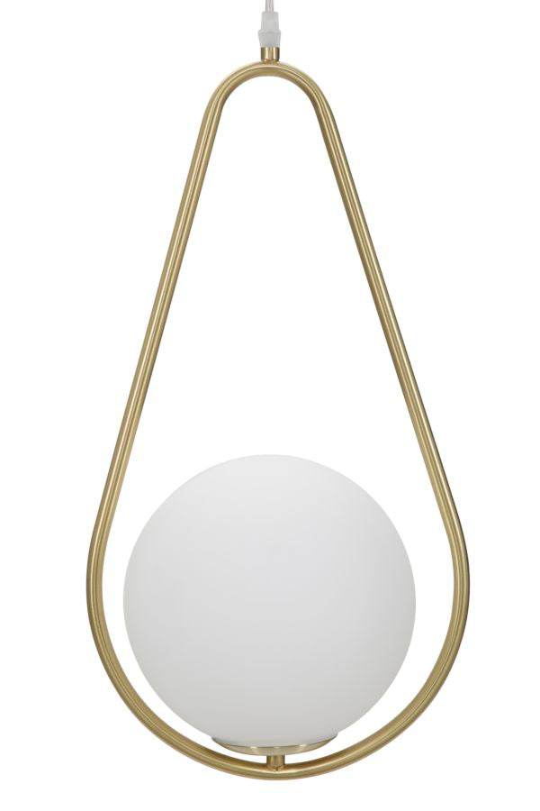 Lampadario Glamy Drop 24x20x46 cm in Ferro e Vetro Oro e Bianco