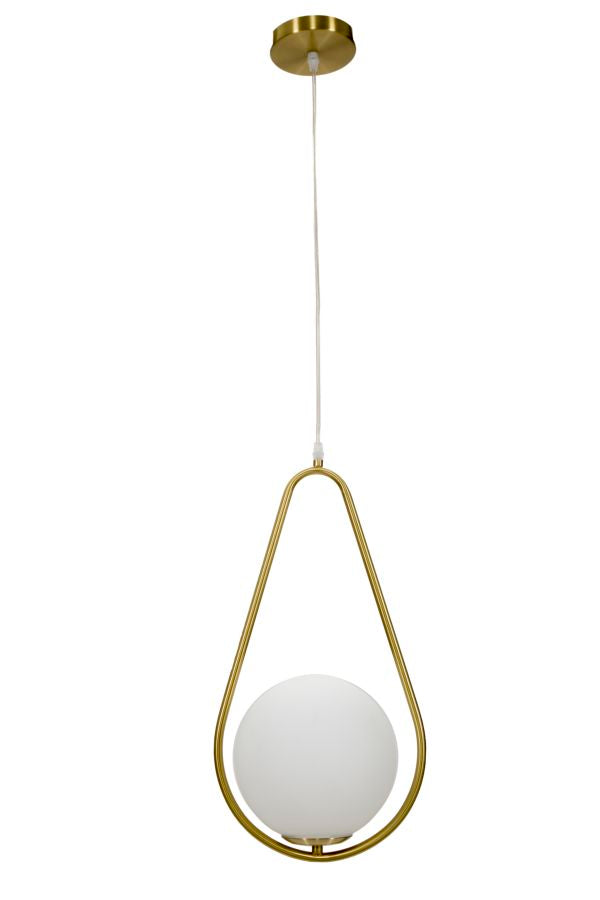 Lampadario Glamy Drop 24x20x46 cm in Ferro e Vetro Oro e Bianco