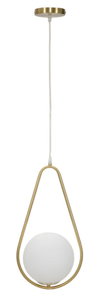 Lampadario Glamy Drop 24x20x46 cm in Ferro e Vetro Oro e Bianco