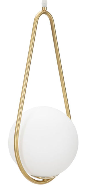 Lampadario Glamy Drop 24x20x46 cm in Ferro e Vetro Oro e Bianco