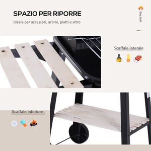 Barbecue a Carbone Carbonella Picnic Altezza Regolabile Nero 87x45x83 cm