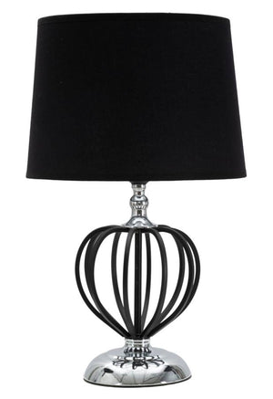 Lampada da Tavolo Darky Argento Ø28x44,5 cm in Ferro PVC e Tessuto Nero e Argento