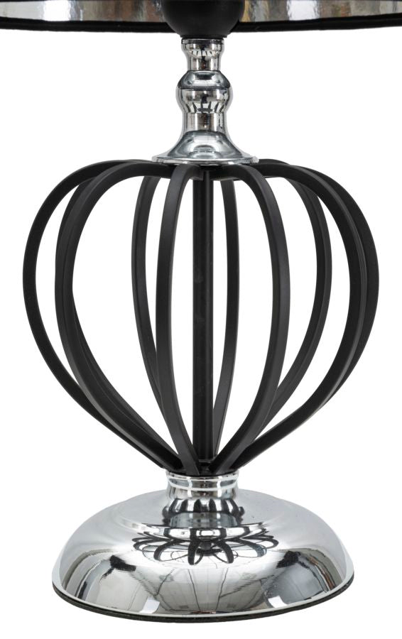 Lampada da Tavolo Darky Argento Ø28x44,5 cm in Ferro PVC e Tessuto Nero e Argento