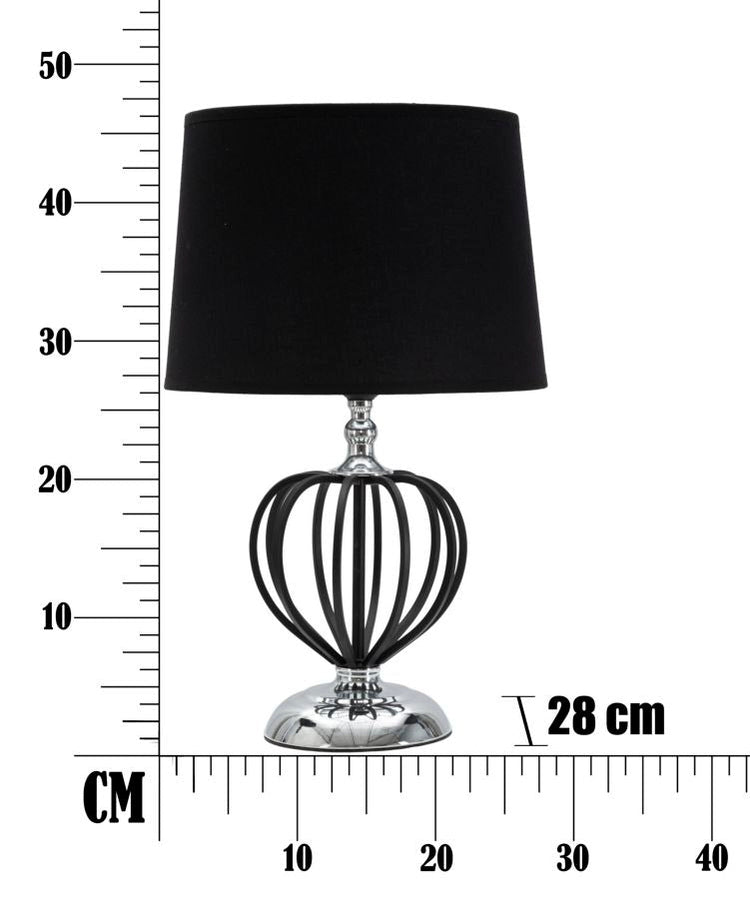 Lampada da Tavolo Darky Argento Ø28x44,5 cm in Ferro PVC e Tessuto Nero e Argento