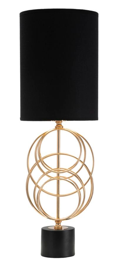 Lampada da Tavolo Circly Ø22,5x65 cm in Ferro PVC e Tessuto Oro e Nero