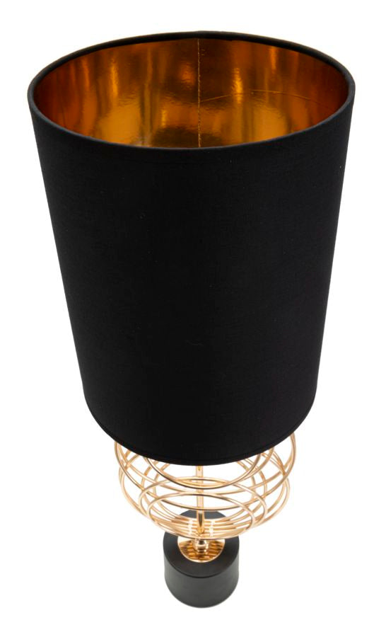 Lampada da Tavolo Circly Ø22,5x65 cm in Ferro PVC e Tessuto Oro e Nero