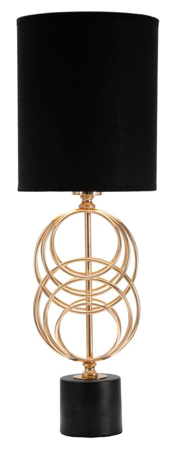 Lampada da Tavolo Circly Ø20x58,5 cm in Ferro PVC e Tessuto Oro e Nero