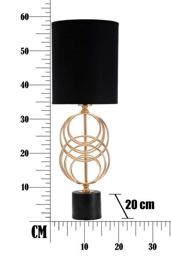 Lampada da Tavolo Circly Ø20x58,5 cm in Ferro PVC e Tessuto Oro e Nero