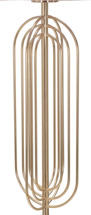 Lampada da Terra Ovy Ø40x168,5 cm in Ferro PVC e Tessuto Oro e Rosa