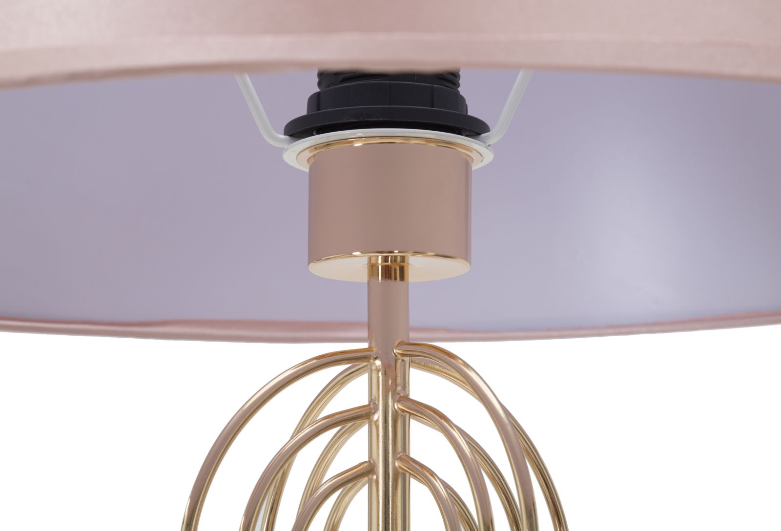 Lampada da Terra Ovy Ø40x168,5 cm in Ferro PVC e Tessuto Oro e Rosa