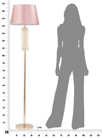 Lampada da Terra Ovy Ø40x168,5 cm in Ferro PVC e Tessuto Oro e Rosa