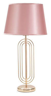 Lampada da Tavolo Krista Ø33x64 cm in Ferro PVC e Tessuto Oro e Rosa