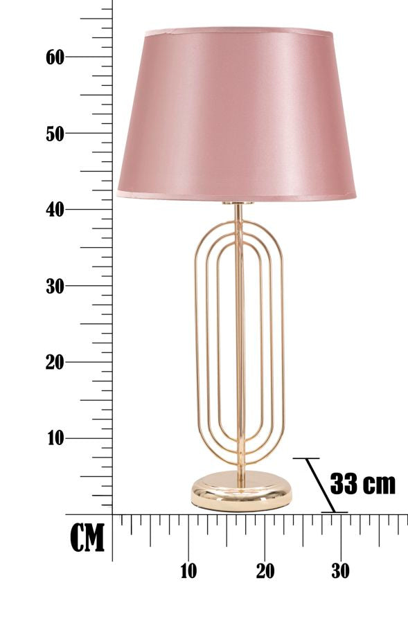 Lampada da Tavolo Krista Ø33x64 cm in Ferro PVC e Tessuto Oro e Rosa