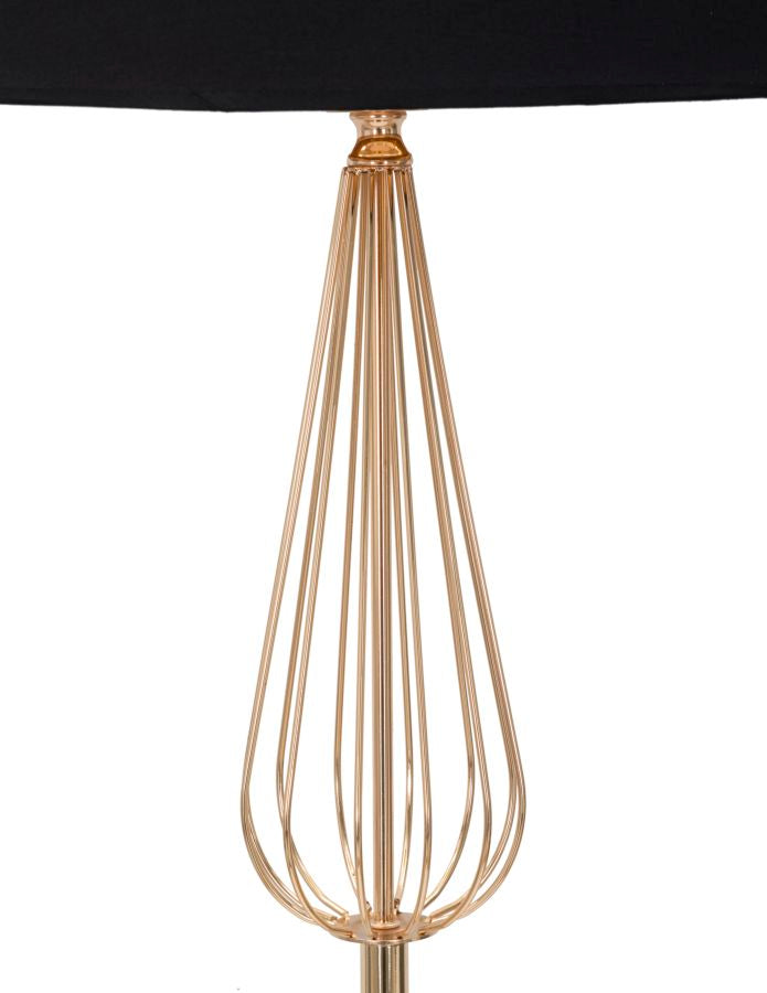 Lampada da Terra Ovy Ø40x167 cm in Ferro PVC e Tessuto Oro e Nero