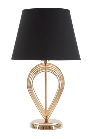 Lampada da Tavolo Maxt Ø32,5x53,5 cm in Ferro Carta e Tessuto Oro e Nero