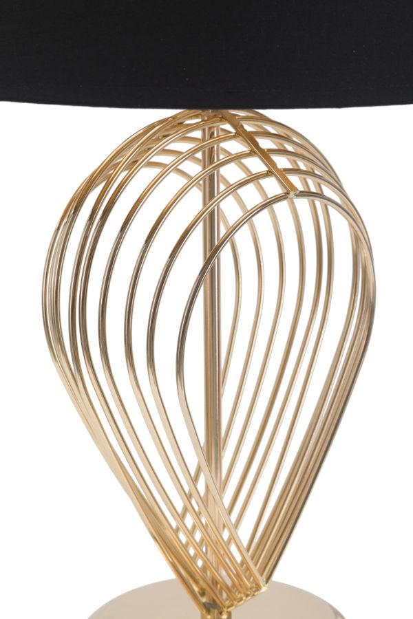 Lampada da Tavolo Maxt Ø32,5x53,5 cm in Ferro Carta e Tessuto Oro e Nero