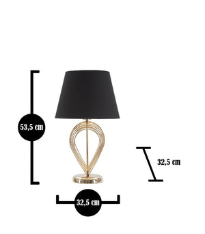 Lampada da Tavolo Maxt Ø32,5x53,5 cm in Ferro Carta e Tessuto Oro e Nero