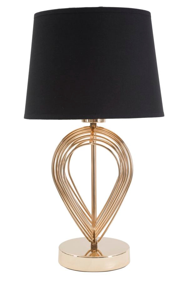 Lampada da Tavolo Maxt Ø24x44 cm in Ferro Carta e Tessuto Oro e Nero