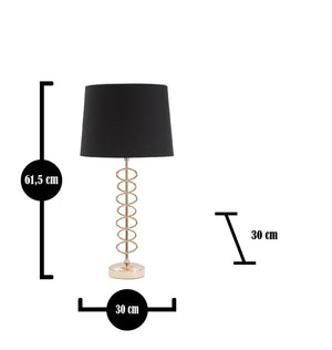 Lampada da Tavolo x Ø30x61,5 cm in Ferro Carta e Tessuto Oro e Nero