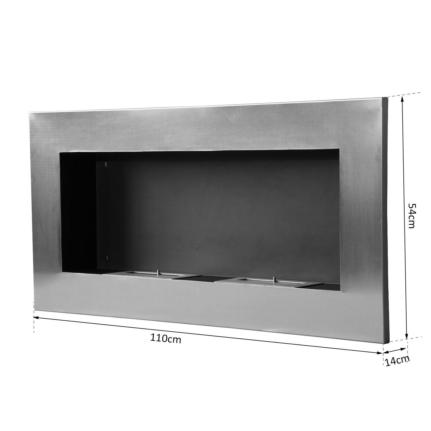 Camino a Bioetanolo da Parete 110x54 cm Inox