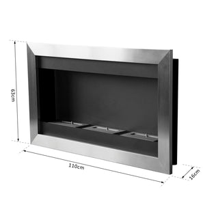 Camino a Bioetanolo da Parete 110x63 cm Inox